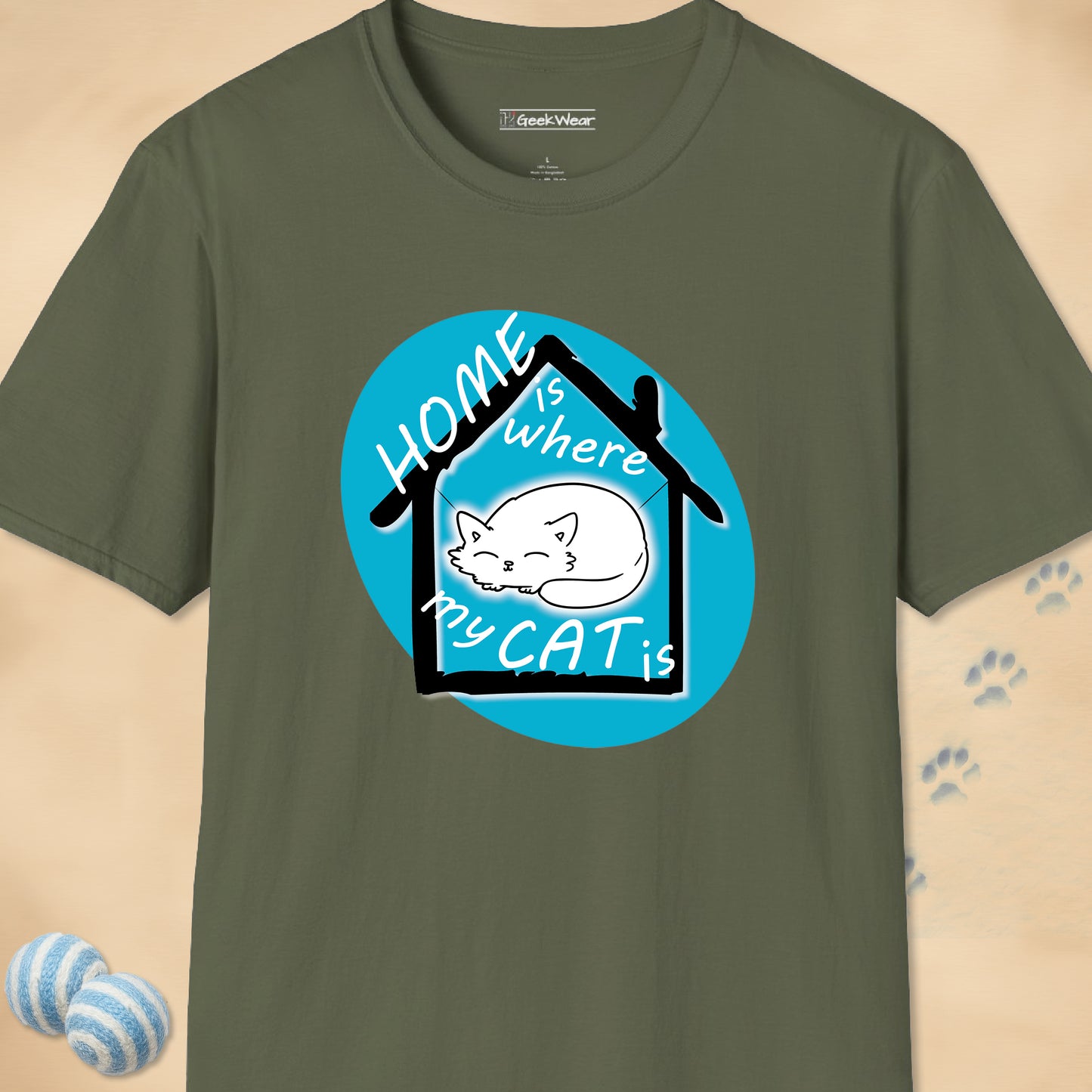 GeekWear Cat Home is Where my Cat is T-Shirt