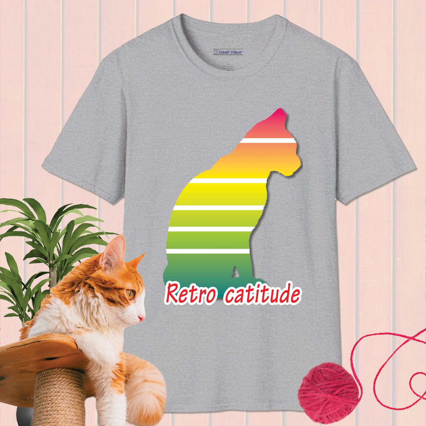 GeekWear Cat Retro style B T-Shirt