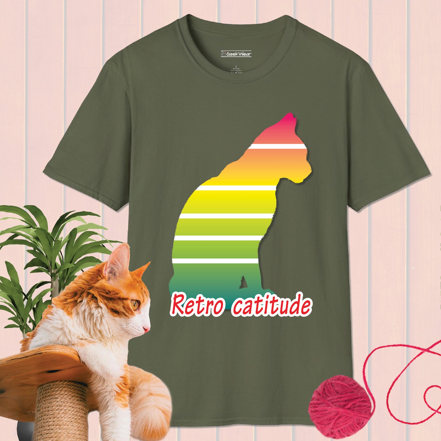 GeekWear Cat Retro style B T-Shirt