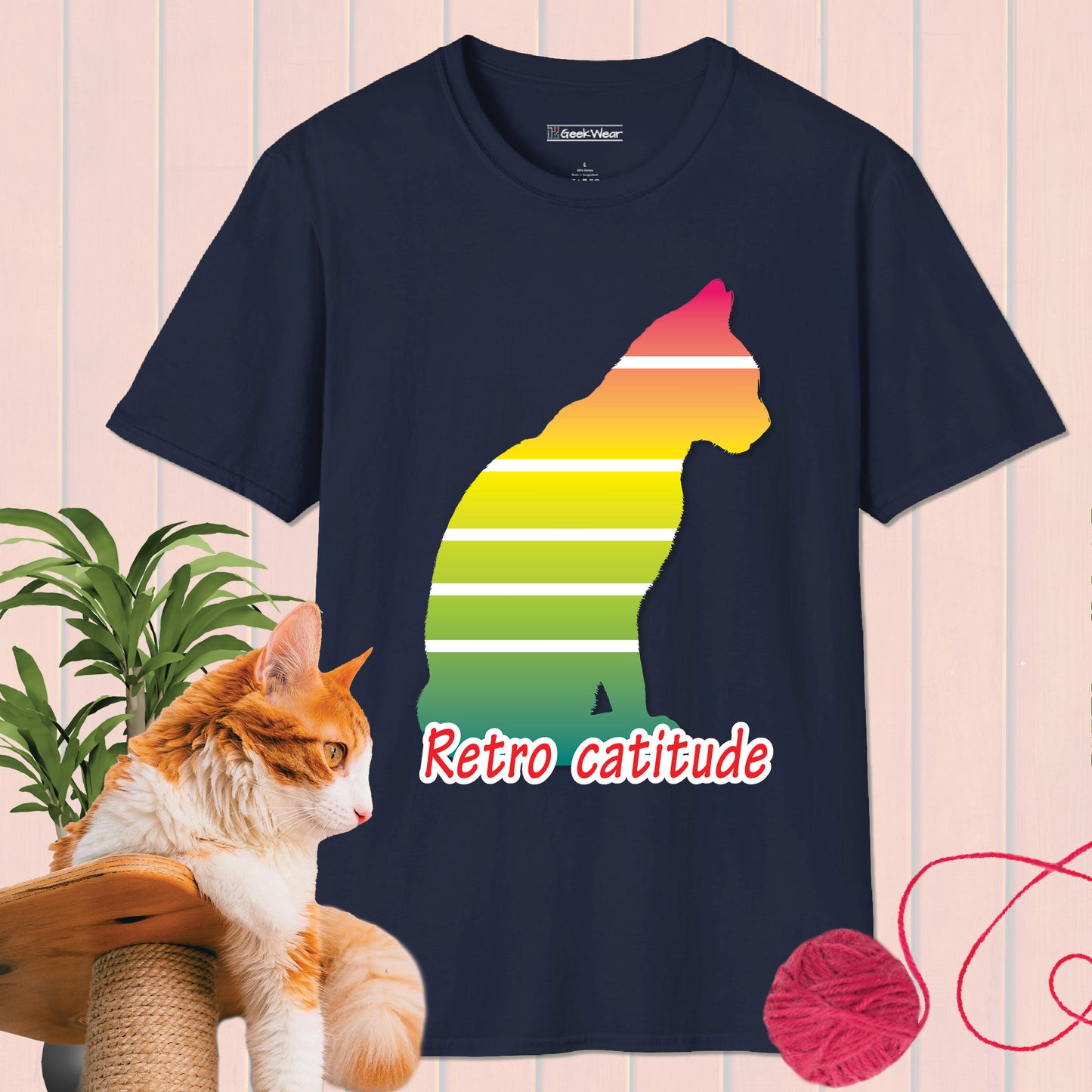 GeekWear Cat Retro style B T-Shirt